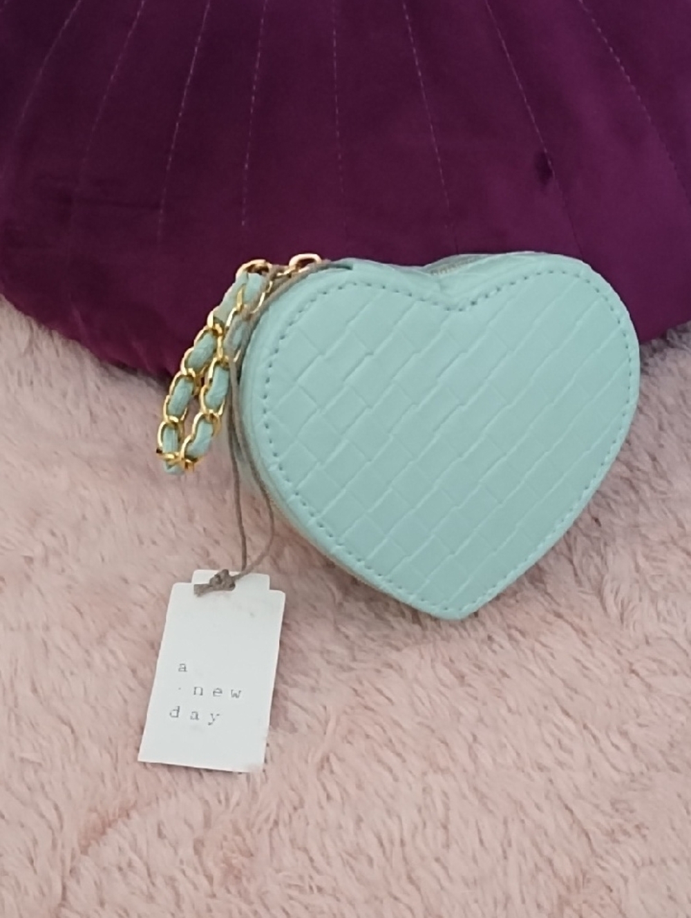 Mint Quilted Heart Zippered Travel Jewelry Box 💚NWT